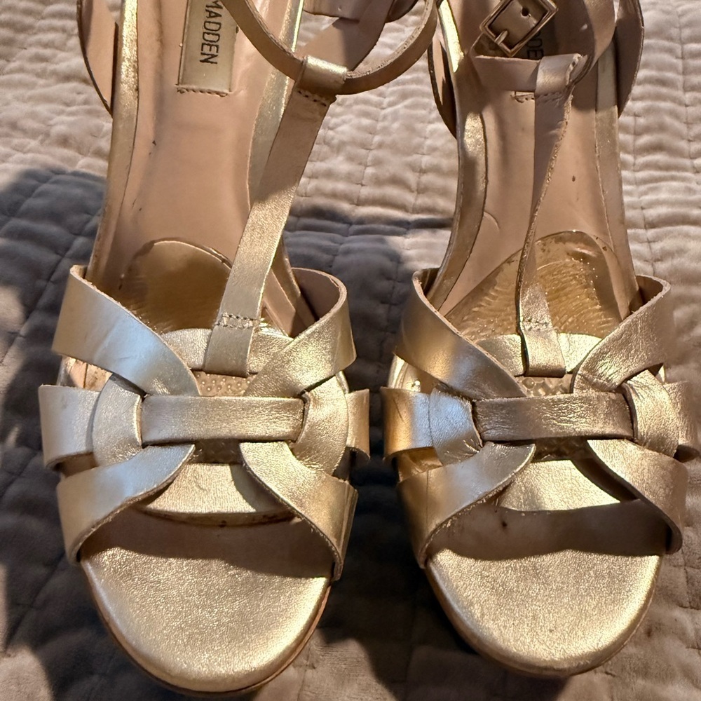Steve Madden Gold Metallic Strappy Heels